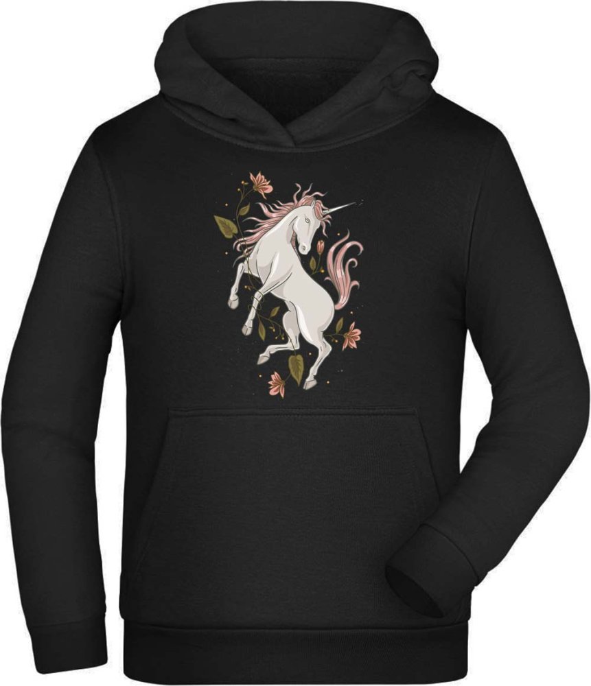 Hooded Sweater Hoodie Kids - Unicorn with Flowers i186